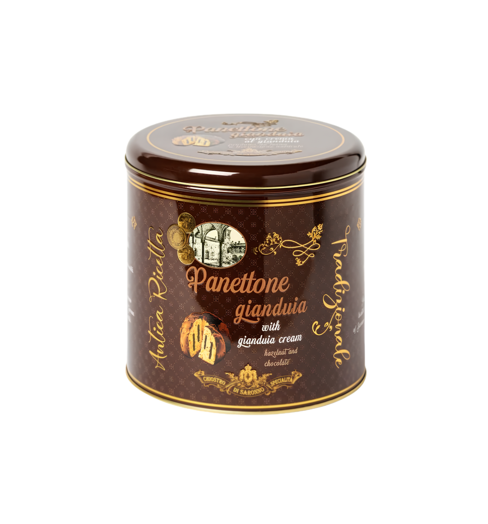 chiostro luxury blik PANETTONE GIANDUIA ( HAZELNUT & CHOCOLATE)  METAL TIN  LUXURY EDITION 750g