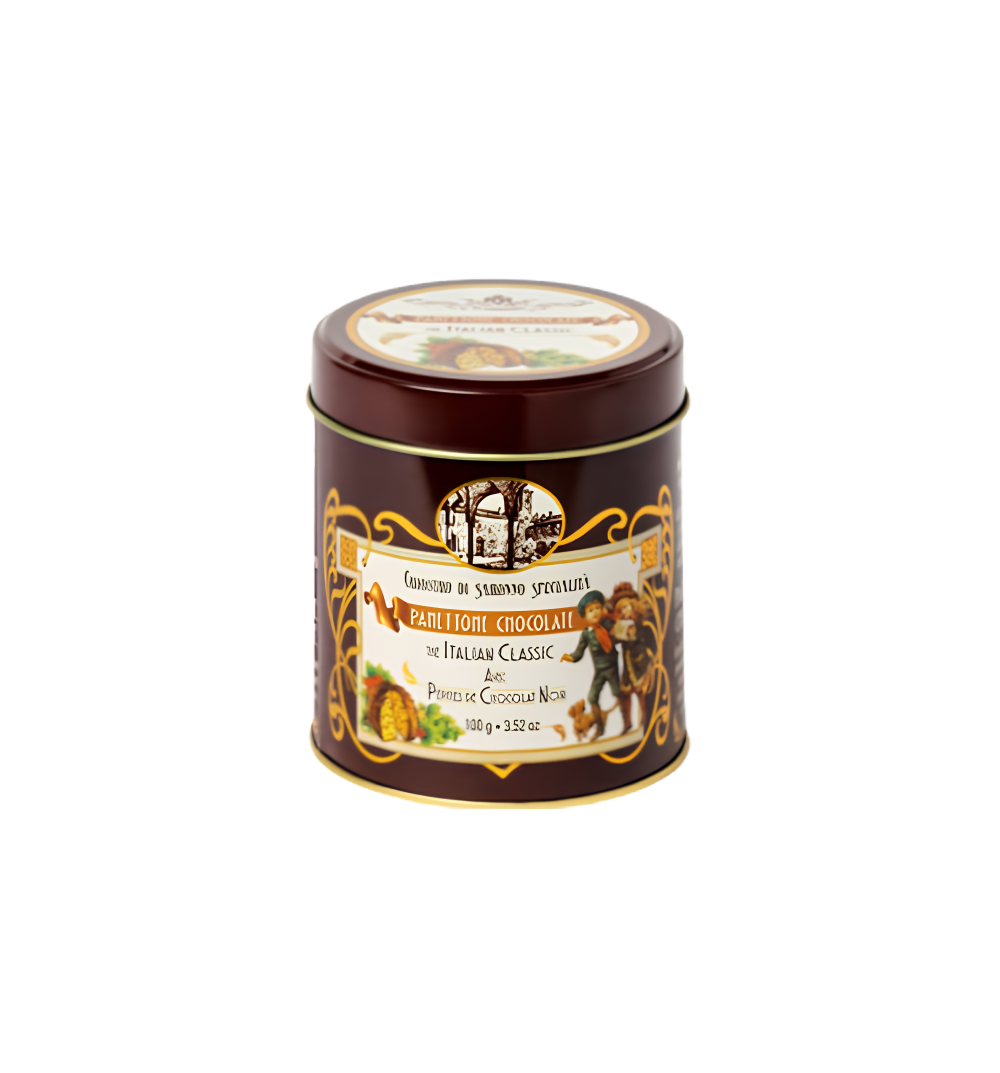 CH2061 - Panettone Cioccolato blik bruin marrone 100g Chiostro
